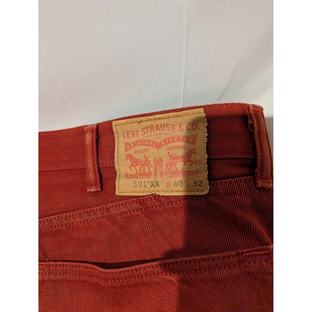 Levi Strauss 501xx Red 40×32 Denim Jeans Men`s Size Straight Leg - Picture 9 of 9